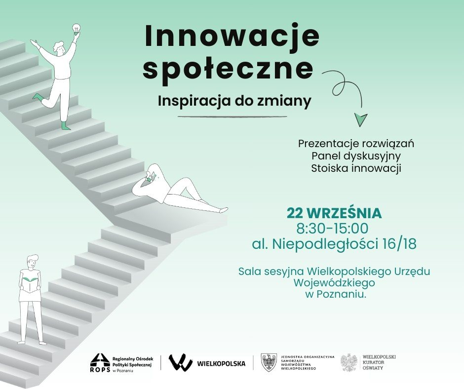 Plakat konferencji przedstawiający postaci wchodzące po schodach