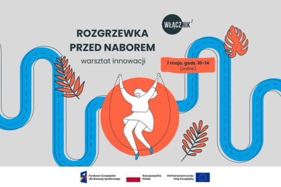 Rozgrzewka przed naborem Włącznik 2.0 grafika z napisem i dziewczyną skaczącą na skakance