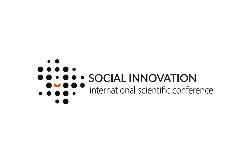 Czarny napis Social innovation international scientific conference na białym tle