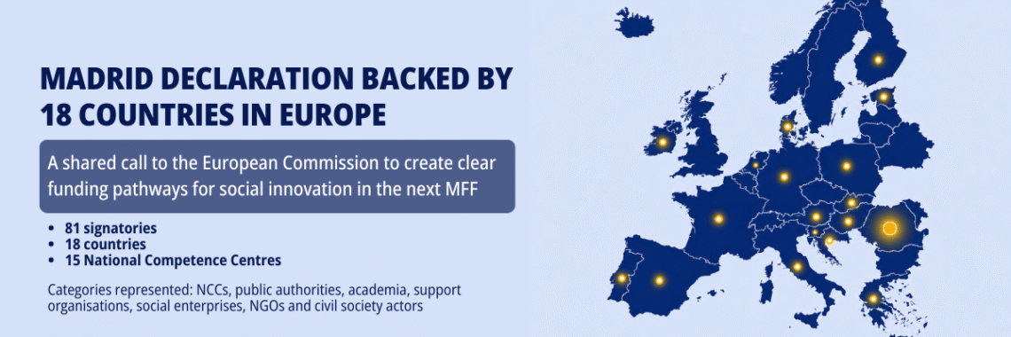 grafika, niebieskie tło, z lewej tekst po angielsku, z prawej mapka Europy z zaznaczonymi stolicami