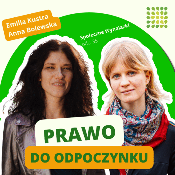 grafika podcastu z napisem "prawo do odpoczynku", na grafice dwie kobiety