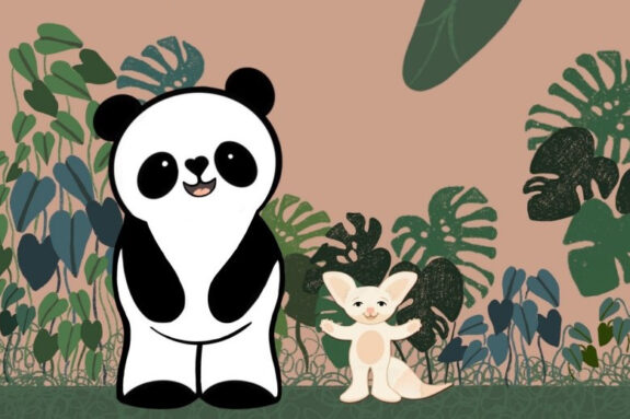 grafika: miś panda i mała mysz