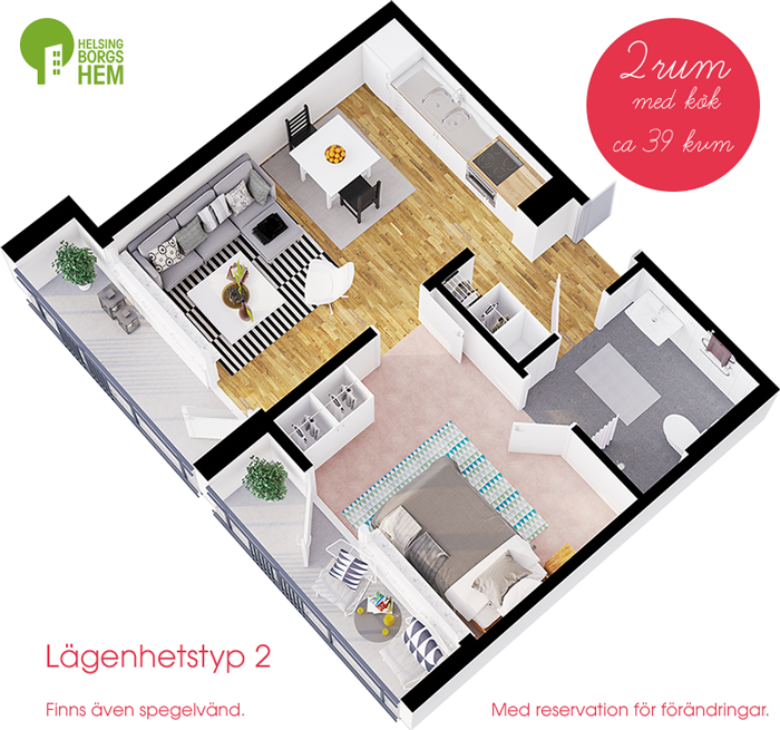 rzut z góry na mieszkanie w SallBo Cohousing
