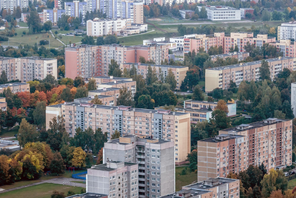 widok z góry na blokowisko