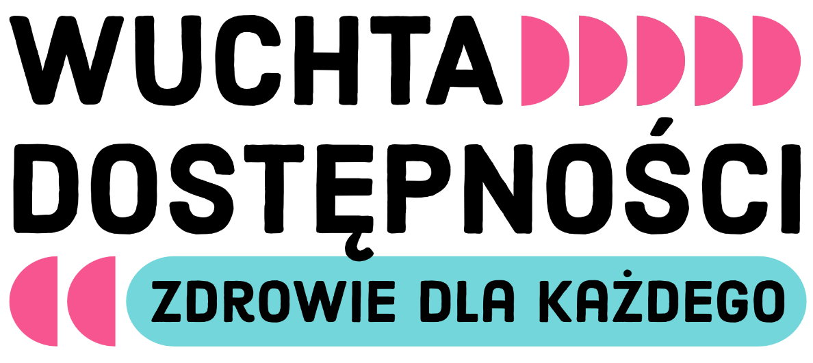 Grafika z napisem wuchta dostępności zdrowie dla każdego